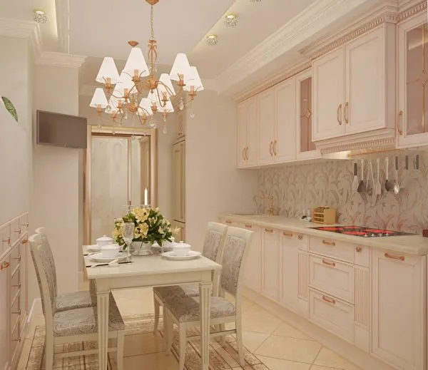 Кухня в классическом стиле со светлой мебелью