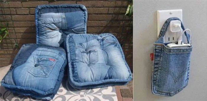 Для дома из старых джинсовых вещей можно сделать много полезностей