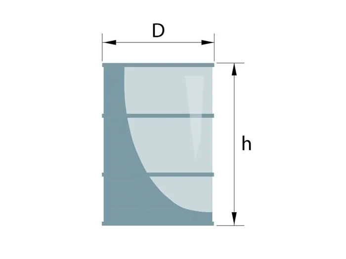 Схема размеров бочки для расчета объема в литрах на размер