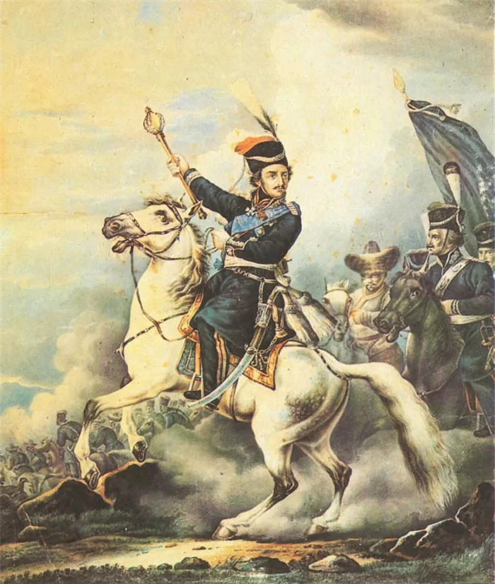 А. Орловский. Портрет М.И. Платова на коне.