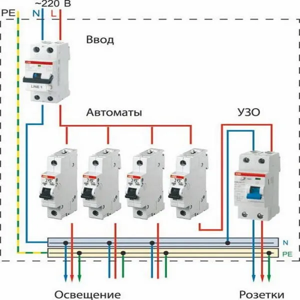 Схема подключения автоматического выключателя Автоматический выключатель 2