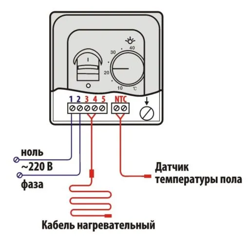 Схема подключения термостата к инфракрасному нагревателю