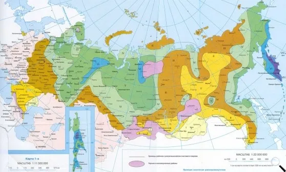 Карта снежных регионов России