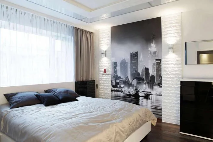 идея яркого оформления стиля стен в спальне
