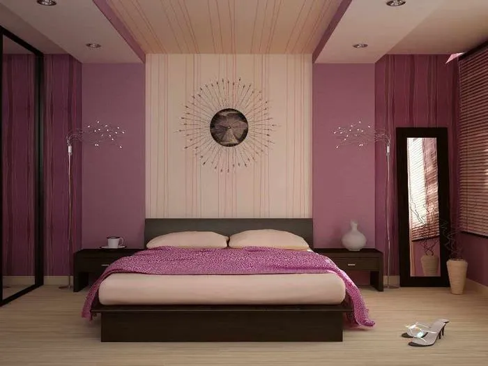 идея необычного украшения стиля стен в спальне