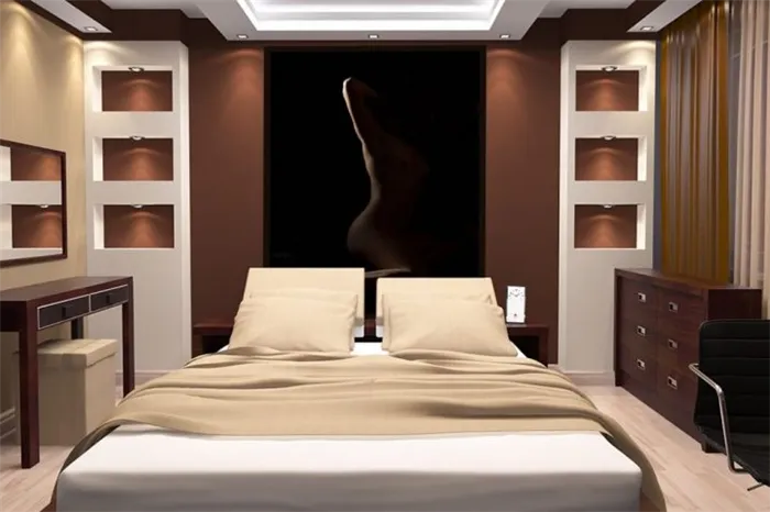 Спальня в коричнево - бежевых тонах