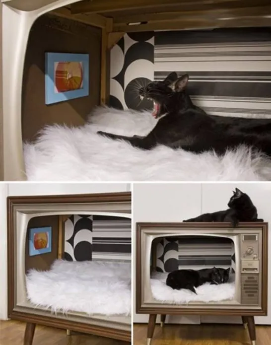 Домик для кошки из старого телевизора