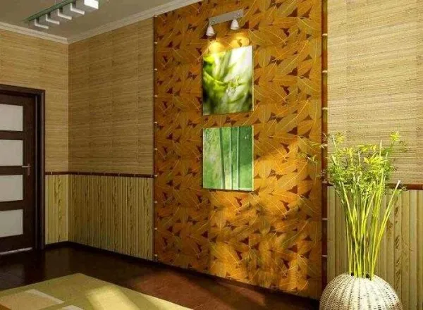 Бамбуковые обои хорошо скрывают неровности стен