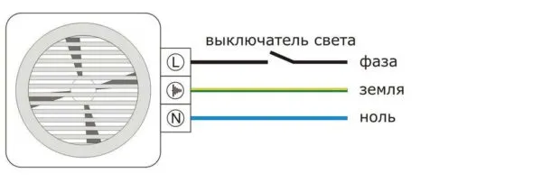 Схема подключения вентилятора в туалете