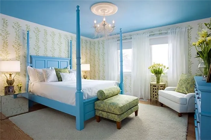 С какими цветами сочетается синий - Дизайн спальни