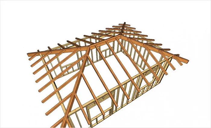 Стропильная система четырехскатной крыши