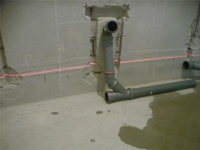 Контроль уклона канализации по лазерному лучу