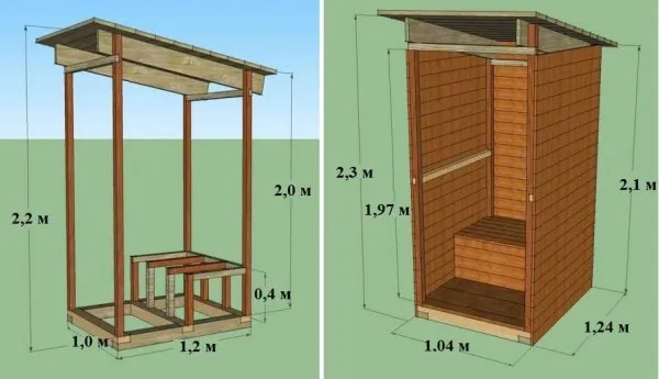 Проект дачного туалета из дерева типа 