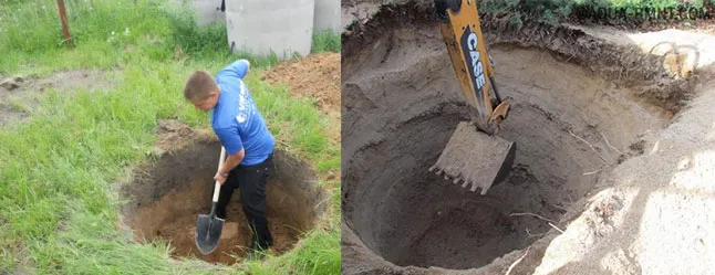 Копать яму лопатой или экскаватором