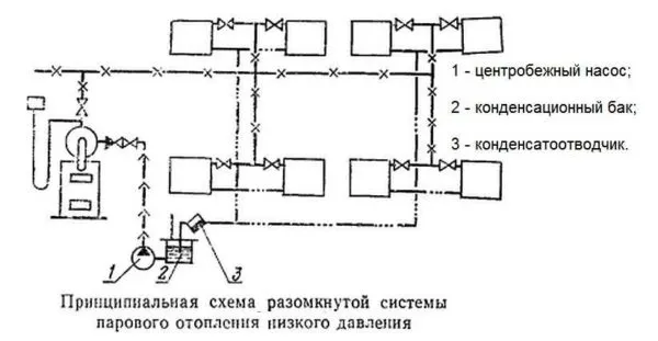 Схема парового отопления с верхней разводкой