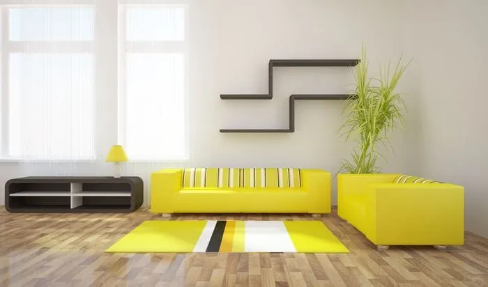 вариант использования необычного желтого цвета в интерьере квартиры