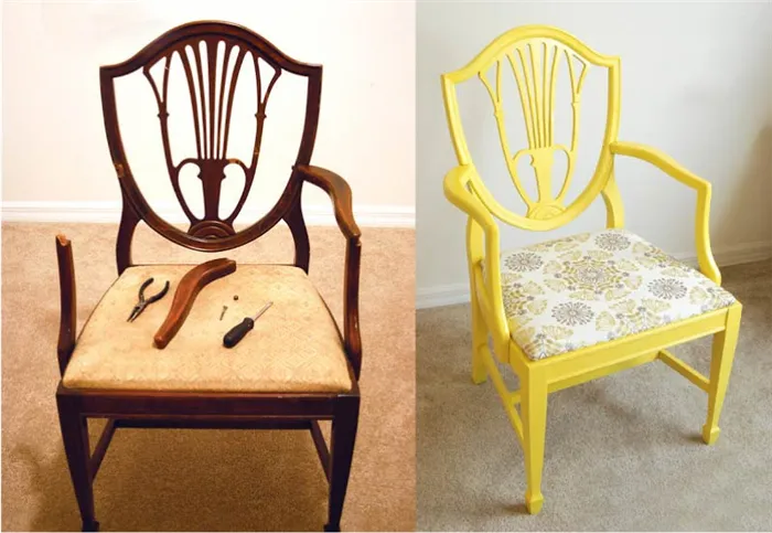 Старый стул до и после реставрации