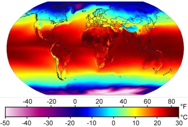 Температурная карта поверхности Земли