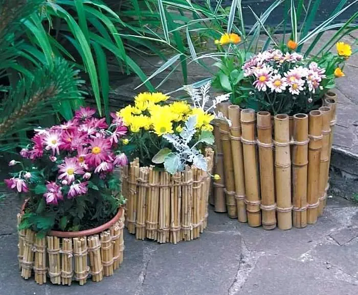 Вазоны для цветов из бамбука