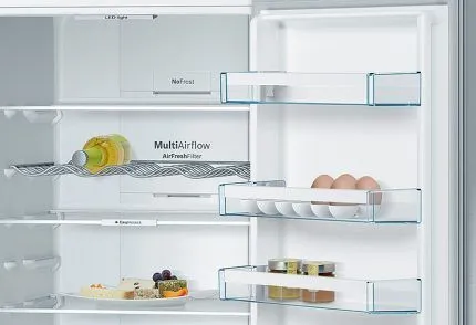 Пример организации воздушных потоков в холодильниках компании Бош с функцией ноу фрост