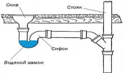 Схема гидрозатвора для канализации