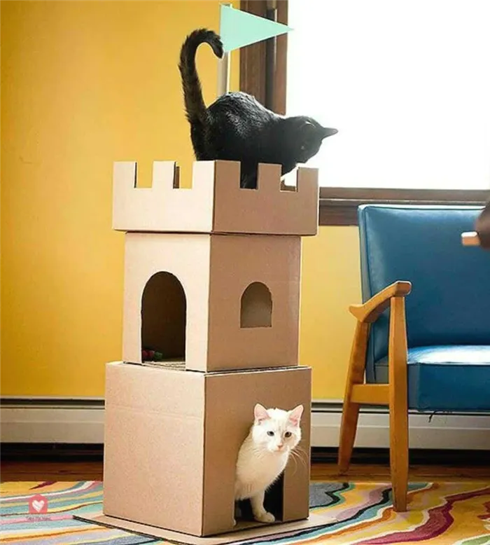Домик для кошки из картона своими руками