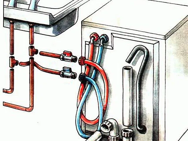 Схема одновременного подключения посудомоечной машины к холодной и горячей воде