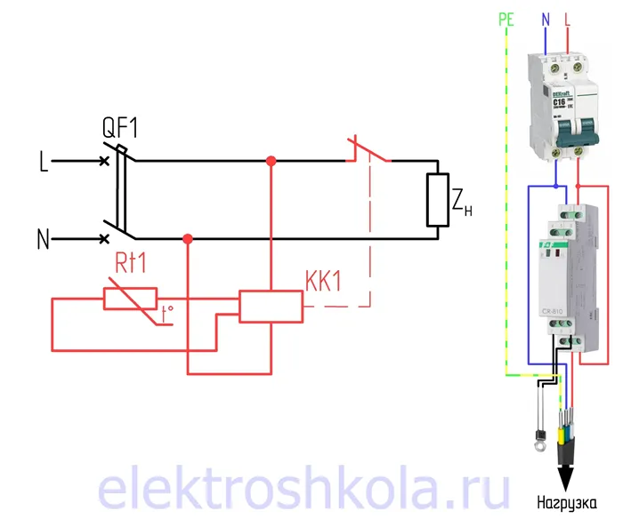 Схема прямого подключения термисторного реле