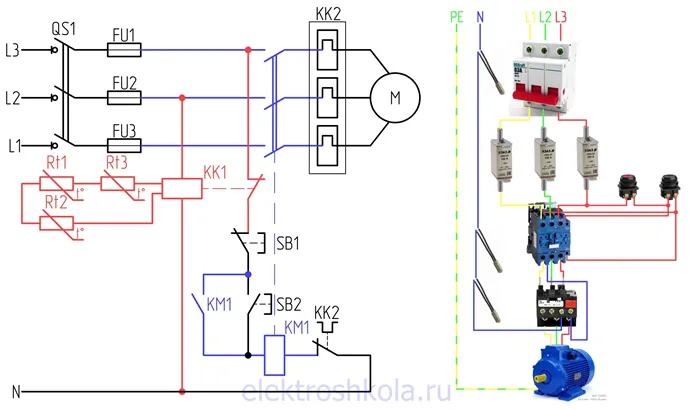 Подключение термисторов в схему управления электродвигателем