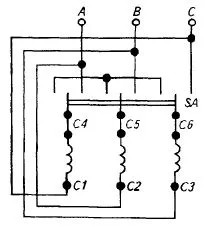 Схема переключения обмоток электродвигателя