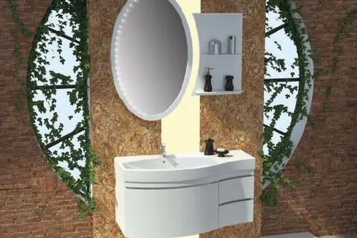  Асиметричная раковина в интерьере ванной комнаты, фото